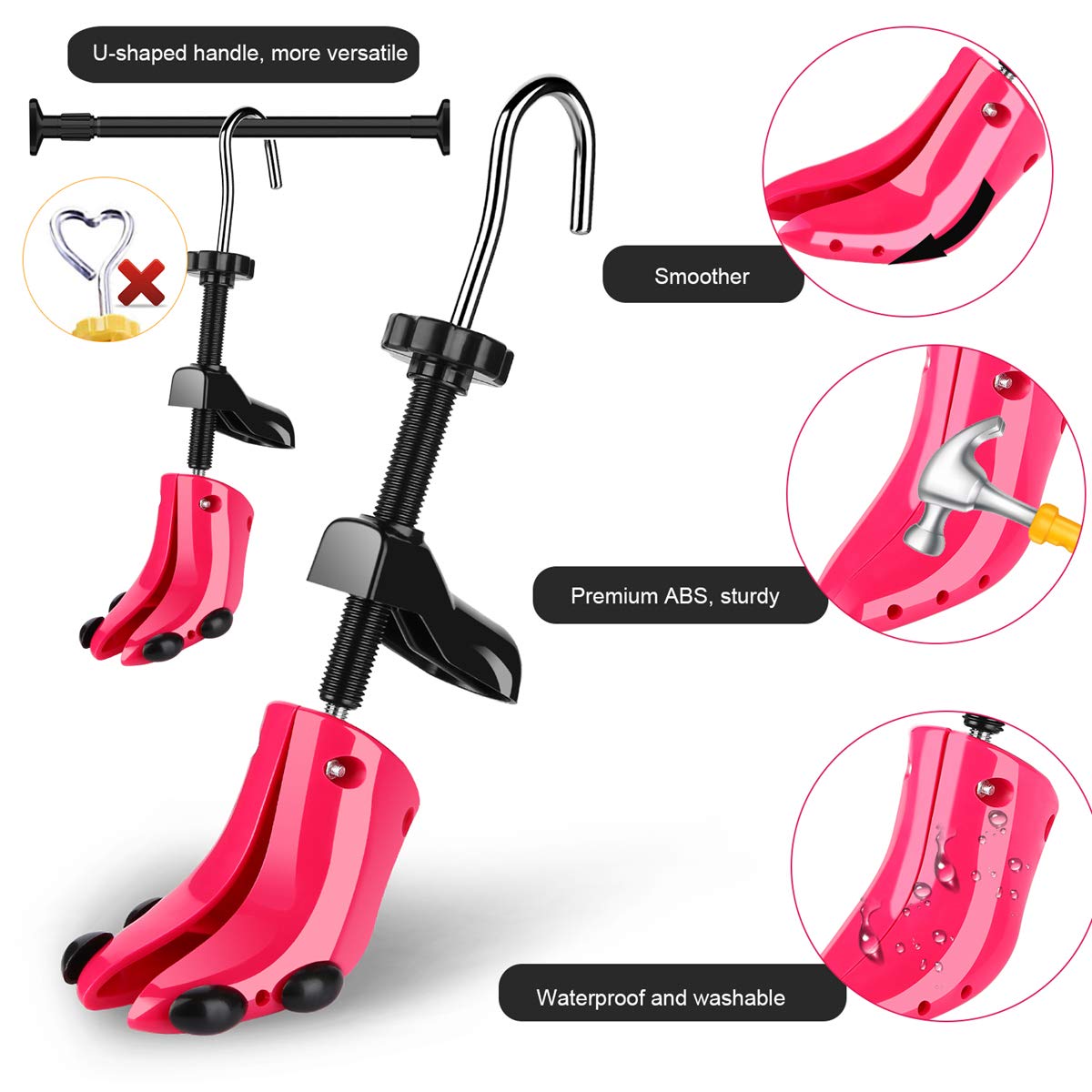 JJDPARTS Shoe Stretcher, Pair 4-Way Shoe Expander Widener Shoe Tree Extender for Women Men